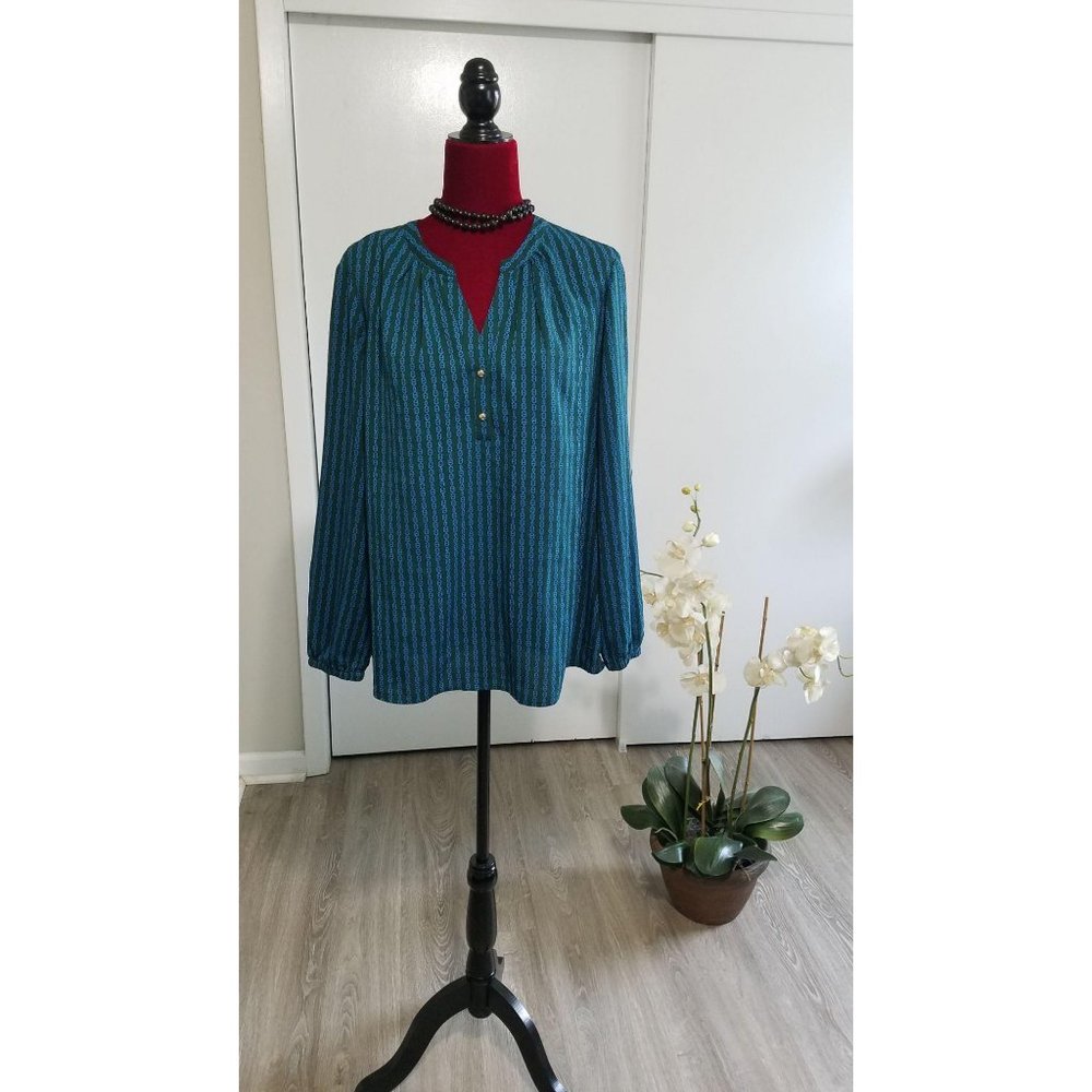 Tommy Hilfiger Chain Print Blouse sz L 251